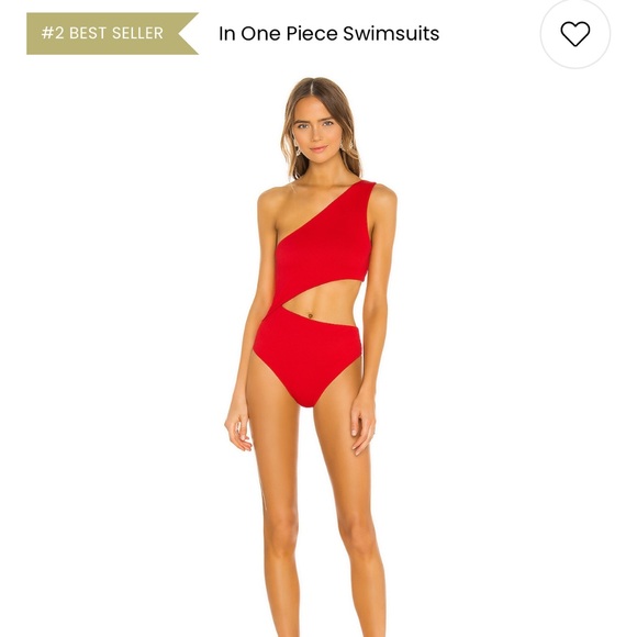 Red One-Shoulder Swimsuit - Picture 1 of 3